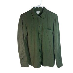 J.Crew Women’s Green Long Sleeve Cotton Gauze Button-Up Shirt Size S